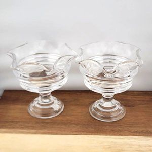 2) Partylite Sundae Pillar Candle Holder P7626 heavy crystal glass